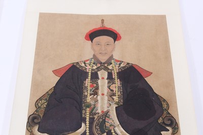 Lot 133 - A pair of Chinese ancestor portraits, circa...