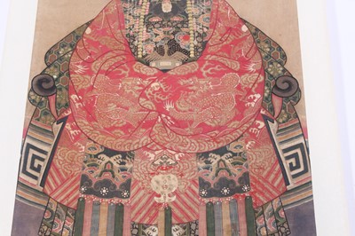 Lot 133 - A pair of Chinese ancestor portraits, circa...