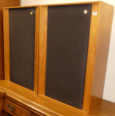 Lot 1202 - A pair of 1980s KEF teak freestanding speakers,...