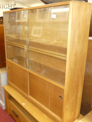 Lot 1224 - A contemporary blond oak media unit, w.125cm;...