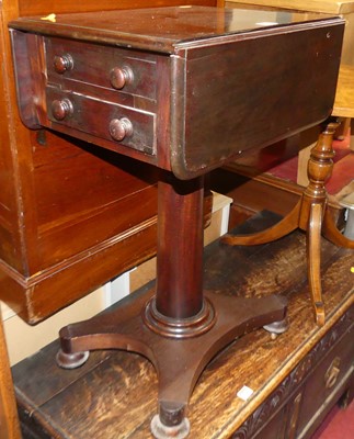 Lot 1242 - A William IV mahogany two drawer dropflap...