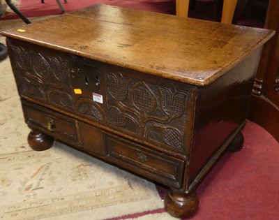 Lot 1256 - An 18th century and later naive floral relief...