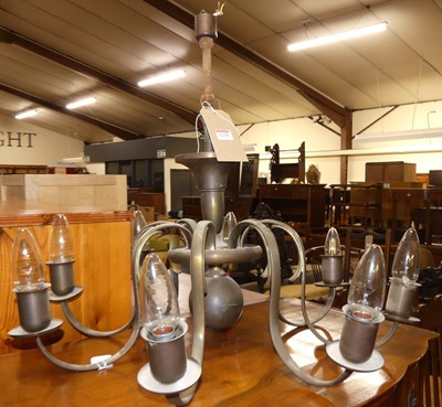 Lot 1270 - A Dutch style brass 8-branch hanging...