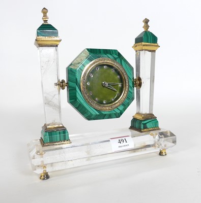 Lot 491 - A French Art Deco mantel rock crystal and...