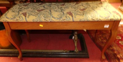 Lot 1312 - A beech and floral needlework fabric hinge...