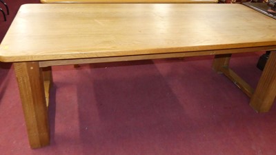 Lot 1320 - A contemporary joined blond oak rectangular...