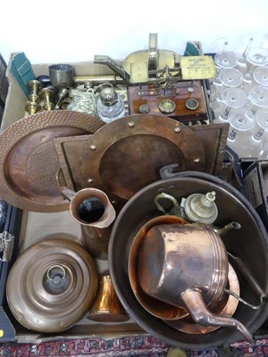 Lot 617 - Two trays of copper and brass to include,...