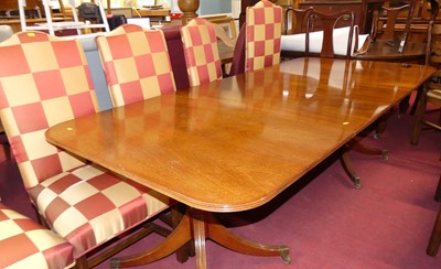 Lot 1328 - A contemporary mahogany D-end twin pillar...