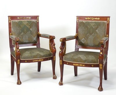 Lot 2486 - A pair of French Empire style hardwood and...