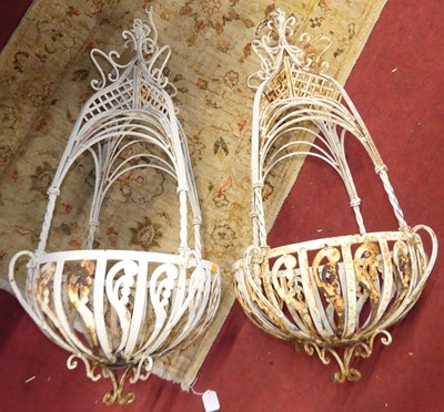 Lot 1349 - A pair of white painted wrought and pierced...