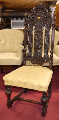 Lot 1360 - A 19th century carved oak highback single...