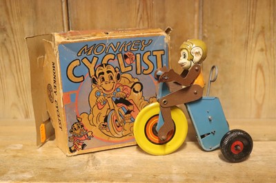 Lot 1541 - Marx tinplate and clockwork Monkey Cyclist,...