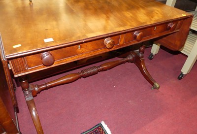 Lot 1377 - A 19th century mahogant two drawer dropflap...