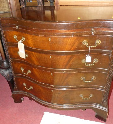 Lot 1391 - A Chippendale style mahogany serpentine front...