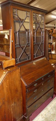 Lot 1401 - A 19th century mahogany bureau bookcase,...