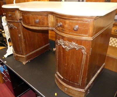 Lot 1410 - A mid-Victorian walnut serpentine front...