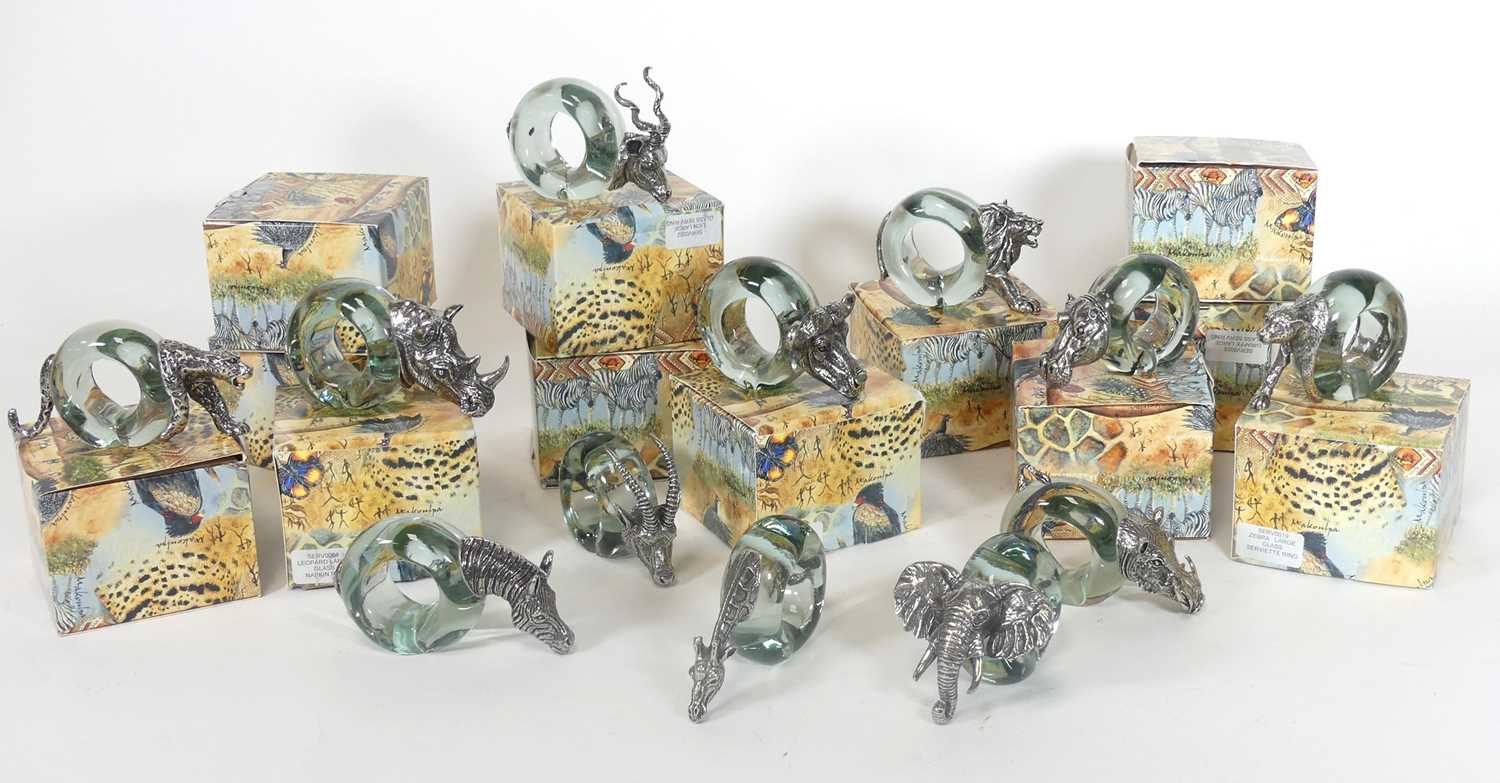 Lot 67 - A set of twelve Makoulpa glass and cast metal...