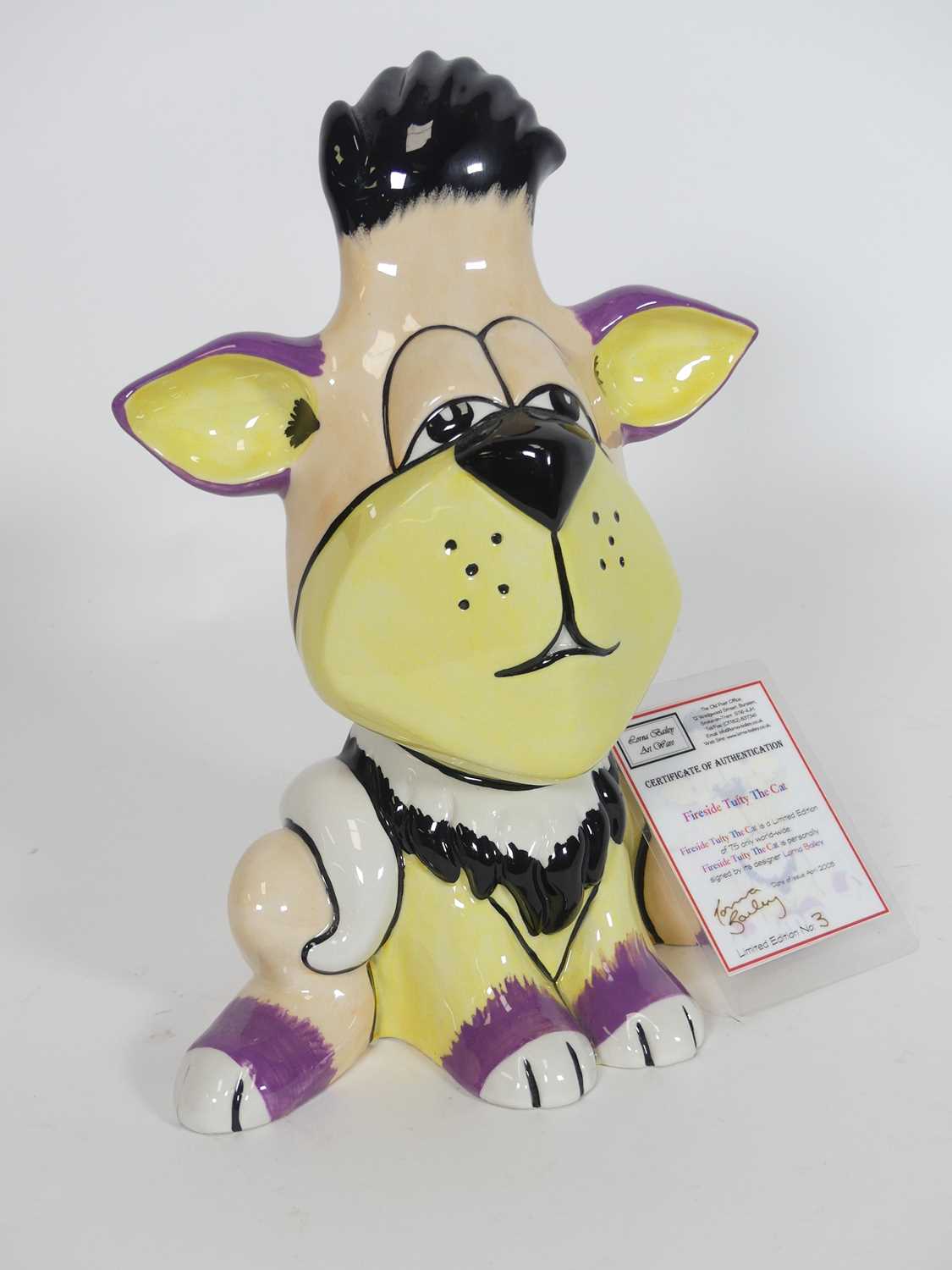 Lot 48 - A Lorna Bailey pottery fireside model of a cat...