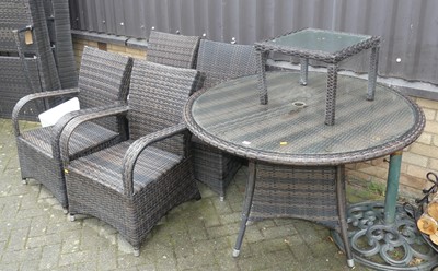 Lot 1431 - Contemporary rattan patio furniture, to...