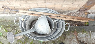 Lot 1434 - Three graduated galvanised metal twin handled...