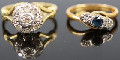 Lot 360 - An 18ct gold sapphire and diamond point set...