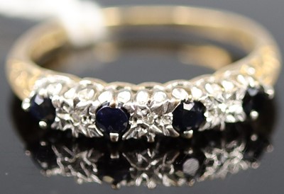 Lot 364 - An Edwardian style 9ct gold sapphire and...