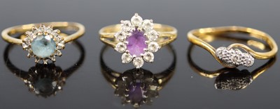 Lot 367 - A 9ct gold amethyst and white stone set...