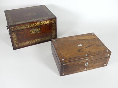 Lot 98 - A Regency rosewood and cut brass inlaid box,...