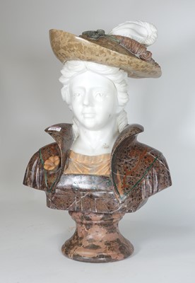 Lot 104 - A carved marble head & shoulders bust of a...