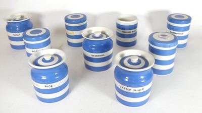 Lot 105 - A collection of nine TG Green Cornishware blue...