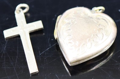 Lot 374 - A 9ct gold cross pendant, 3cm; together with a...