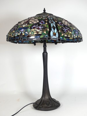 Lot 118 - A Tiffany style table lamp, having a stained...