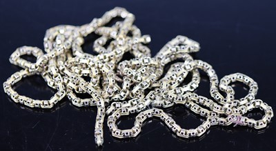 Lot 381 - A 9ct gold fancy link long guard chain...