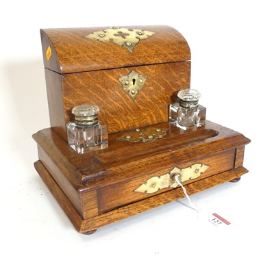 Lot 127 - A Victorian oak desk stand, having a...