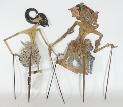 Lot 535 - A pair of Indonesian Wayang painted leather...