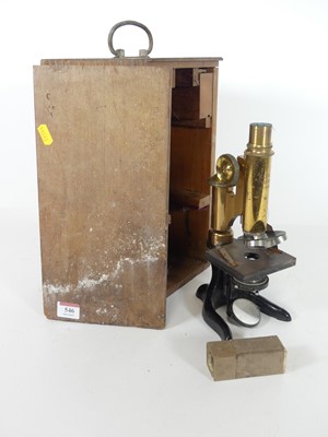 Lot 569 - A Leitz Wetzlar monocular microscope,...