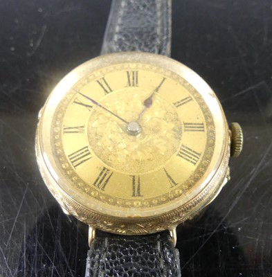 Lot 405 - A continental 14ct gold cased dress watch,...