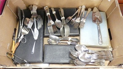 Lot 178 - A collection of silver plated flatware,...