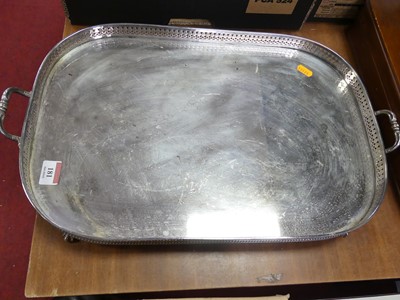 Lot 181 - A silver plated tray of curved rectangular...