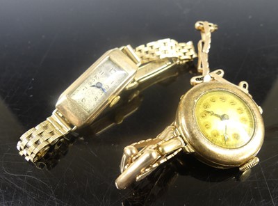 Lot 406 - An Art Deco lady's 9ct gold cased cocktail...