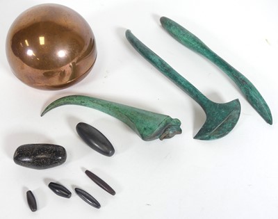 Lot 308 - A group of three contemporary verdigris bronze...
