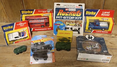 Lot 1502 - A box of Corgi, Dinky and HotWheels diecast...