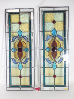 Lot 95 - A pair of stained glass panels, circa 1900,...
