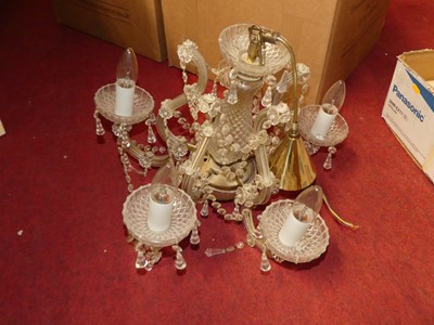 Lot 1088 - Two 20th century glass chandeliers with...