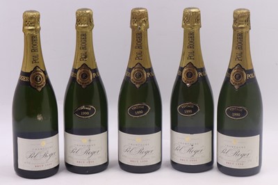 Lot 1258 - Pol Roger Brut Champagne, 1990, five bottles