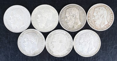 Lot 3128 - Belgium, 1868 5 francs, obv: bust of King...