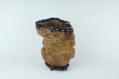 Lot 47 - Two Chinese tree-root brush pots, Qing Dynasty...