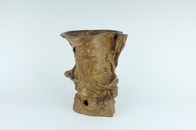 Lot 47 - Two Chinese tree-root brush pots, Qing Dynasty...