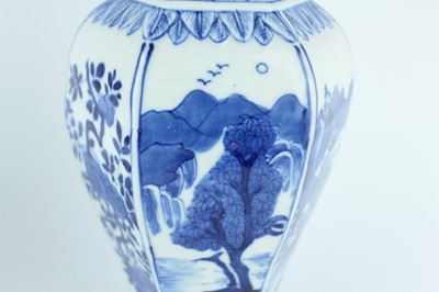 Lot 167 - A pair of Chinese blue and white hexagonal...