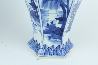 Lot 167 - A pair of Chinese blue and white hexagonal...
